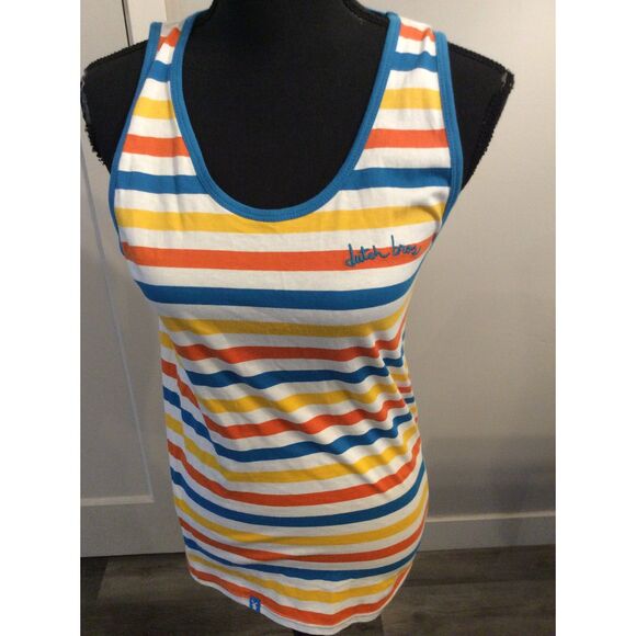 Dutch Brothers Striped Tank Top Shirt Small S Cotton - Picture 1 of 6